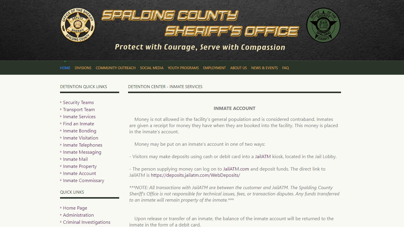 SCSO - Inmate Services - Inmate Account